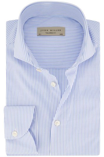 John Miller overhemd lichtblauw gestreept katoen
