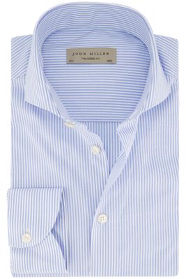 John Miller John Miller overhemd lichtblauw gestreept katoen