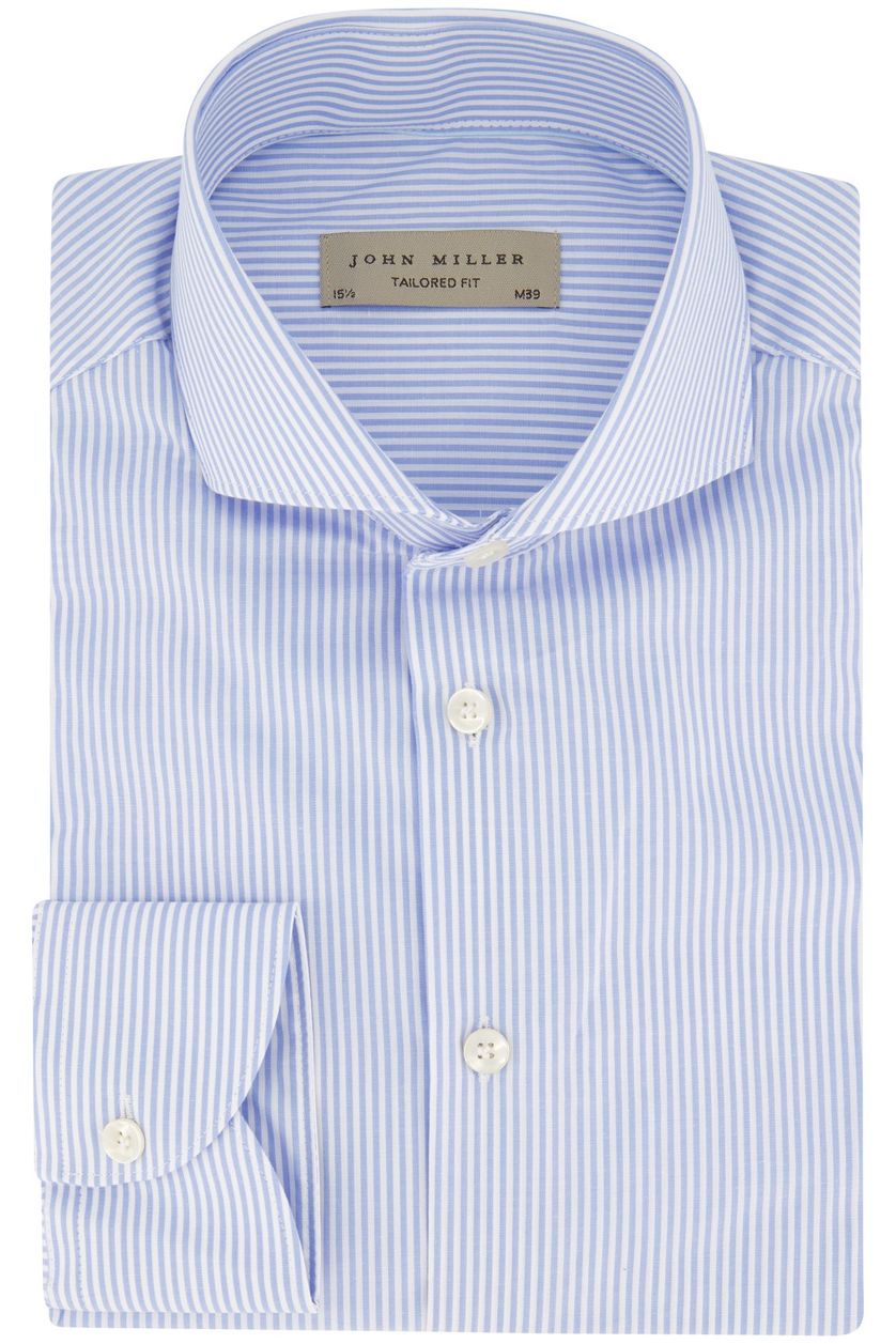 overhemd John Miller lichtblauw gestreept tailored fit