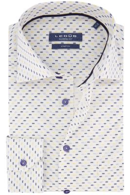 Ledub Ledub overhemd mouwlengte 7 Modern Fit blauw met print