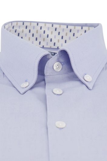 Ledub overhemd mouwlengte 7 normale fit lichtblauw effen katoen