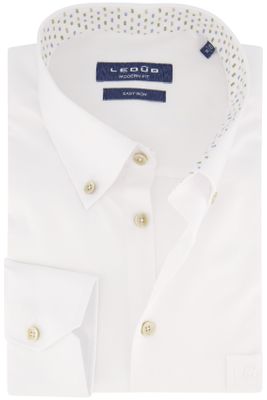 Ledub Modern Fit Ledub overhemd mouwlengte 7 wit effen katoen