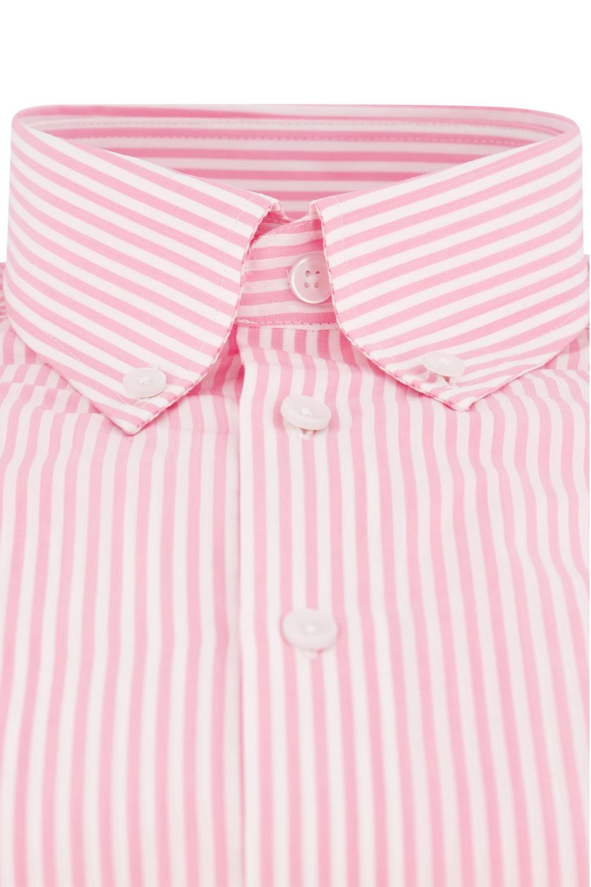 Mouwlengte 7 Ledub overhemd Modern Fit roze gestreept katoen