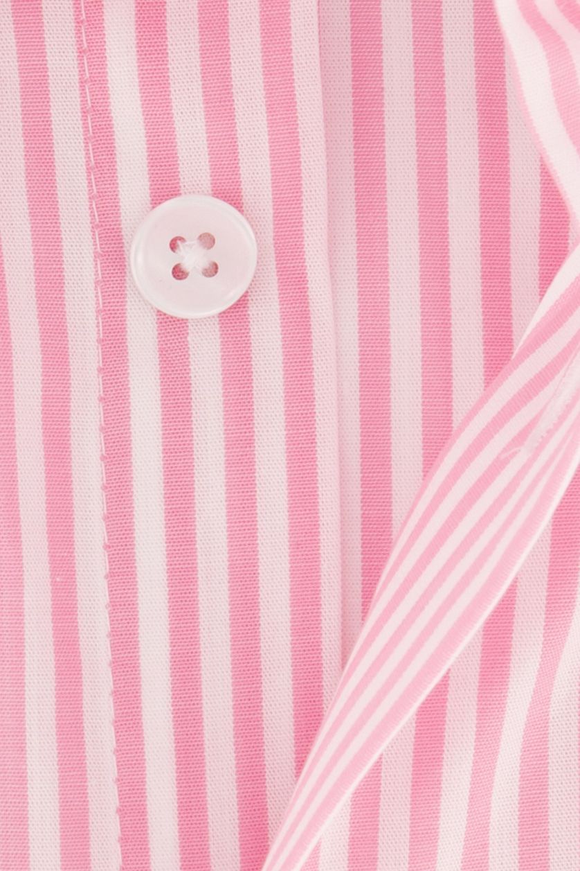 Mouwlengte 7 Ledub overhemd Modern Fit roze gestreept katoen
