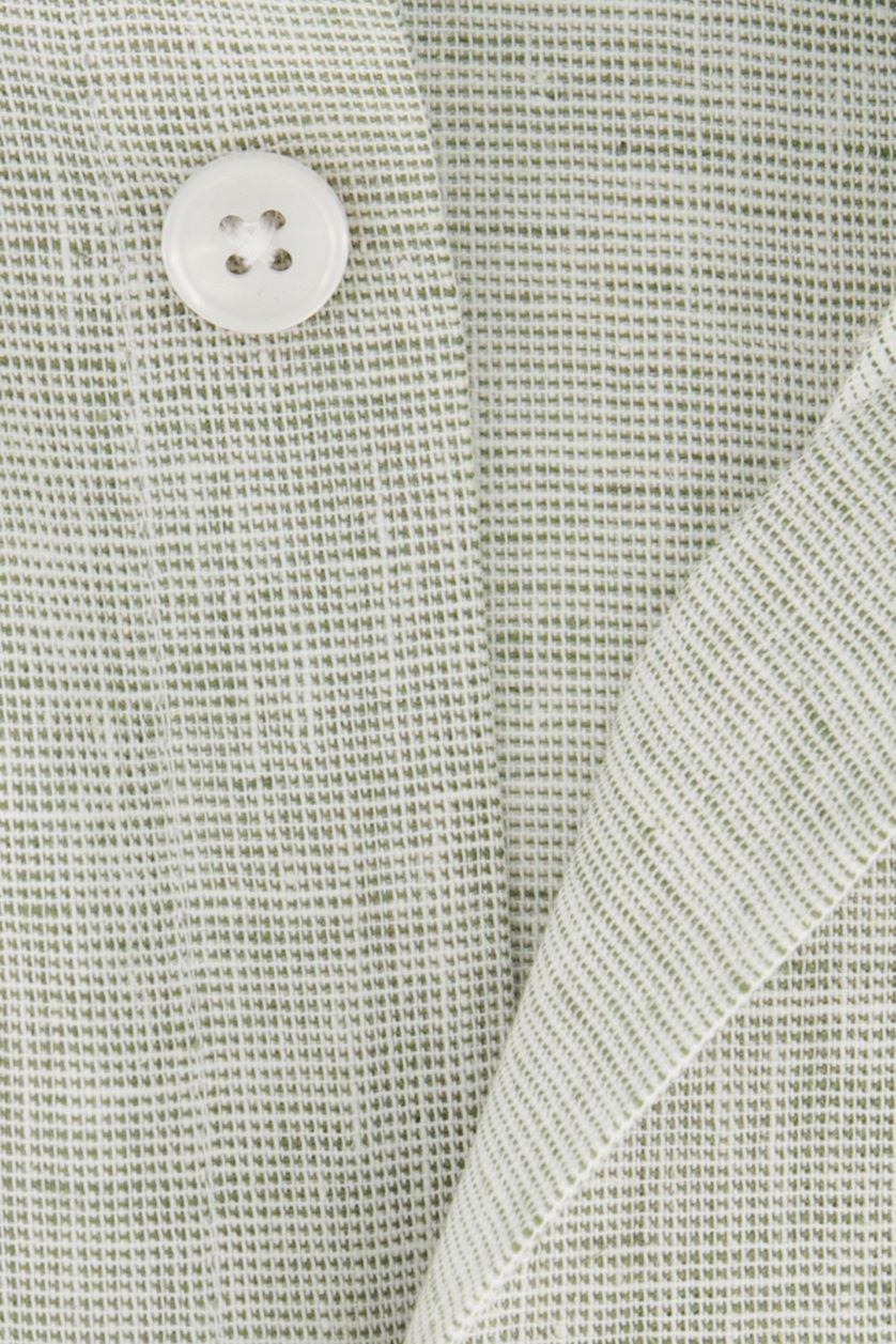 Groen katoenen Ledub overhemd mouwlengte 7 normale fit