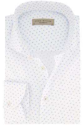 John Miller John Miller overhemd mouwlengte 7 Tailored Fit normale fit wit met blauw geprint katoen