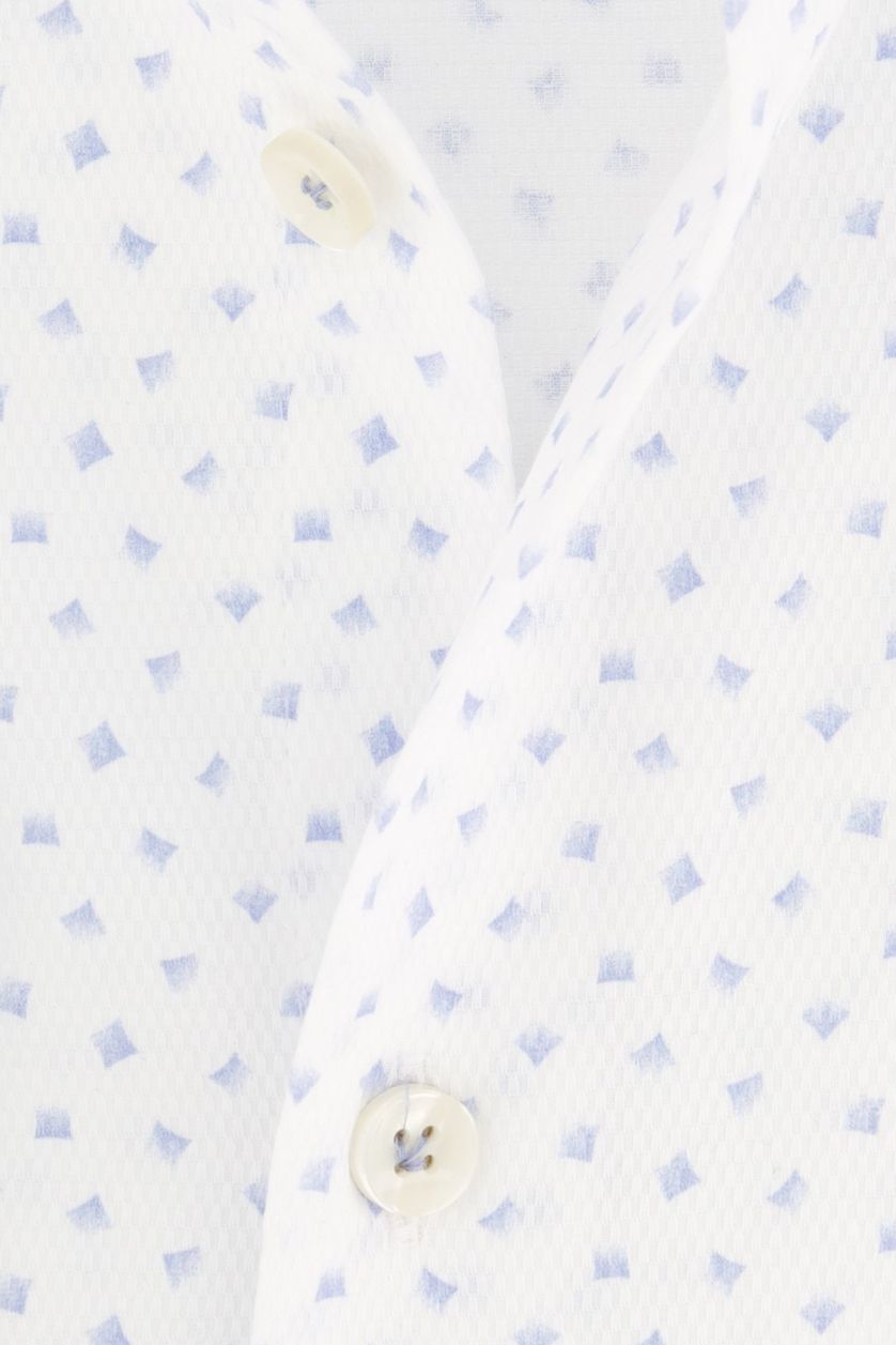John Miller overhemd mouwlengte 7 Tailored Fit normale fit wit met print katoen