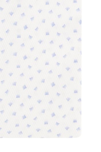 John Miller overhemd mouwlengte 7 Tailored Fit normale fit wit met blauw geprint katoen