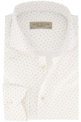 John Miller John Miller overhemd mouwlengte 7 John Miller Tailored Fit normale fit wit geprint katoen