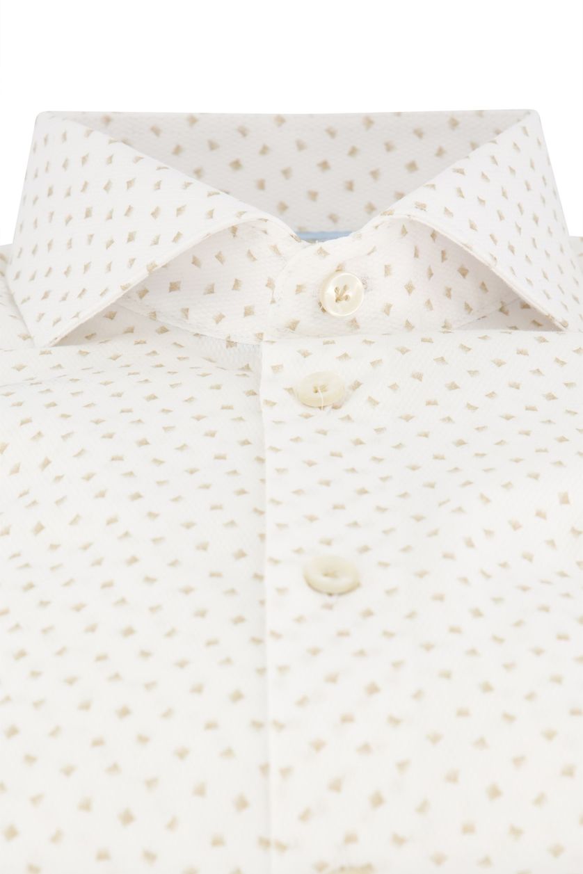 John Miller overhemd mouwlengte 7 John Miller Tailored Fit normale fit wit geprint katoen