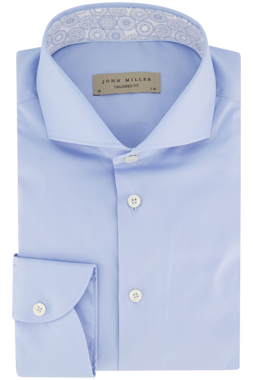 John Miller overhemd mouwlengte 7 Tailored Fit normale fit lichtblauw effen katoen cutaway boord