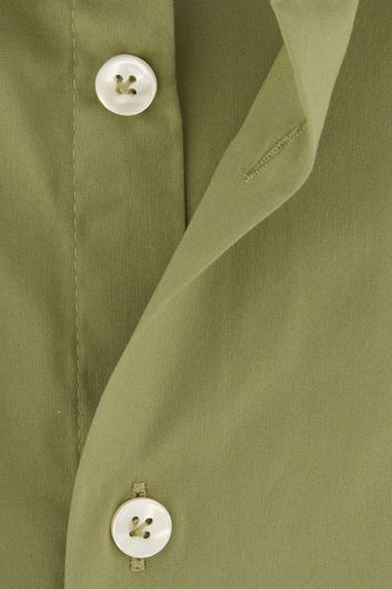 John Miller overhemd mouwlengte 7 Tailored Fit normale fit groen effen biologisch katoen