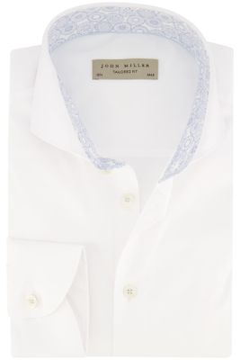 John Miller John Miller overhemd mouwlengte 7 John Miller Tailored Fit normale fit wit effen katoen
