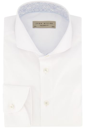 John Miller zakelijk overhemd mouwlengte 7 Tailored Fit normale fit wit effen katoen