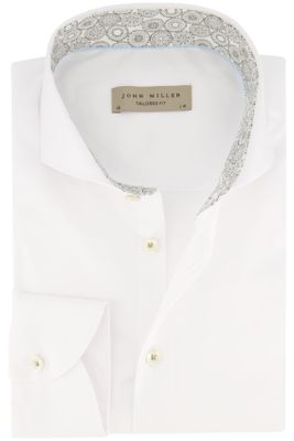 John Miller John Miller overhemd mouwlengte 7 Tailored Fit normale fit wit effen katoen