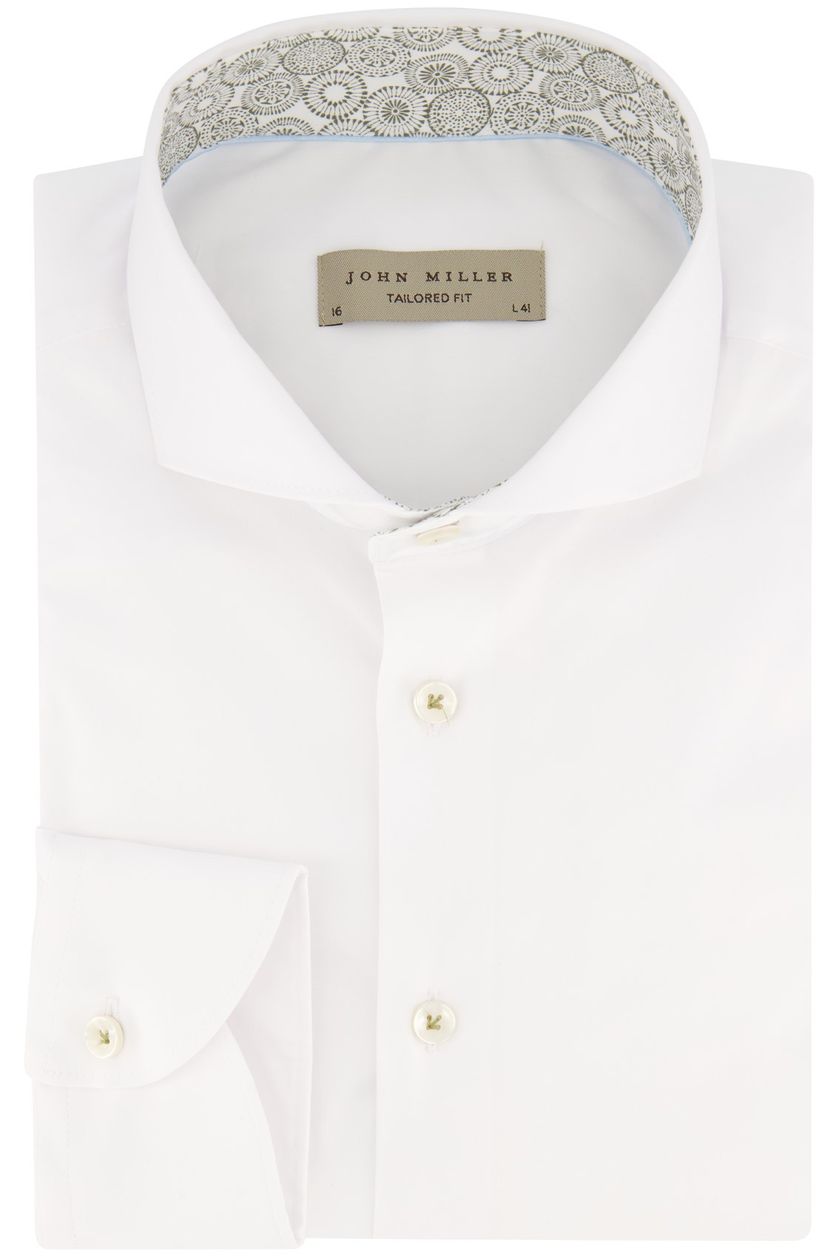 John Miller overhemd mouwlengte 7 wit uni biologisch katoen