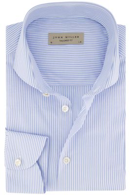 John Miller John Miller overhemd mouwlengte 7 John Miller Tailored Fit normale fit lichtblauw gestreept katoen