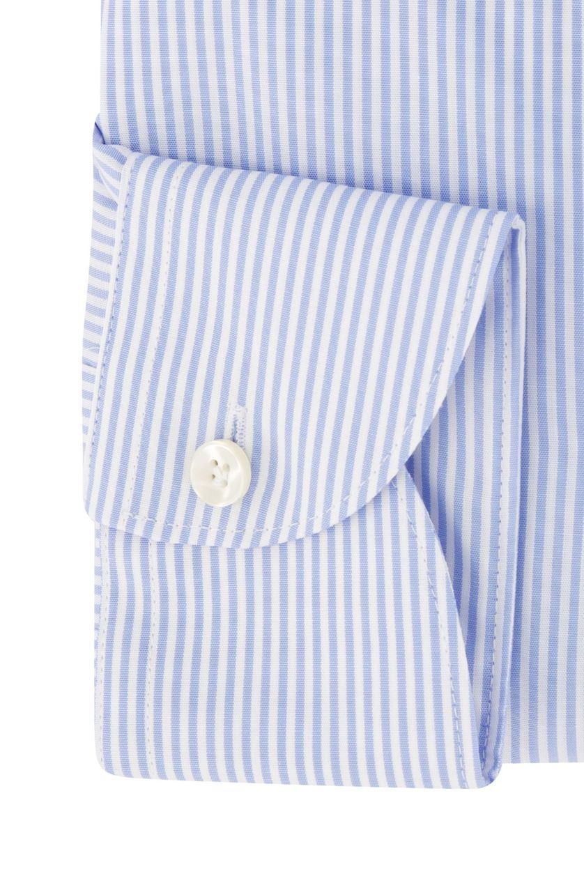 John Miller overhemd mouwlengte 7 Tailored Fit normale fit lichtblauw gestreept 10% katoen
