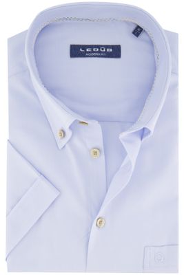 Ledub Ledub overhemd korte mouw Ledûb Modern Fit New normale fit lichtblauw effen katoen-stretch