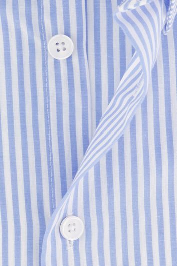 Ledub overhemd korte mouwen Modern Fit New normale fit blauw wit gestreept katoen