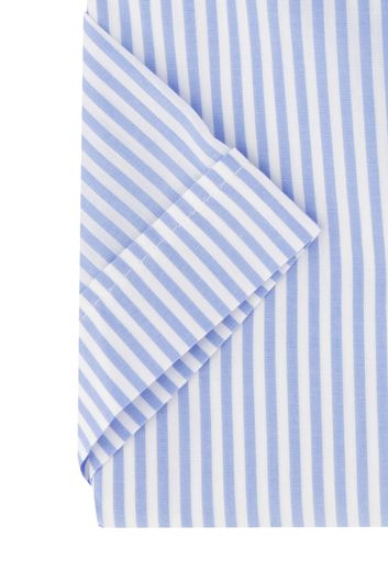 Ledub overhemd korte mouwen Modern Fit New normale fit blauw wit gestreept katoen