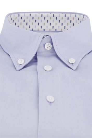 Ledub overhemd korte mouw Modern Fit button down boord lichtblauw effen katoen