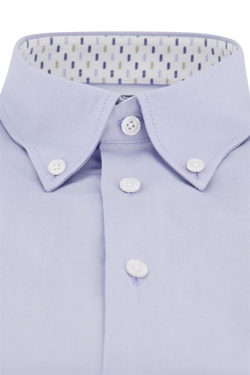 Ledub overhemd korte mouw Modern Fit normale fit lichtblauw effen katoen-linnen