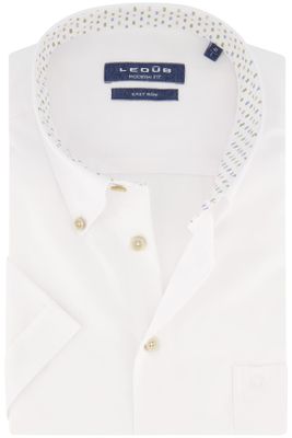 Ledub Ledub zakelijk overhemd korte mouwen Modern Fit wit effen katoen