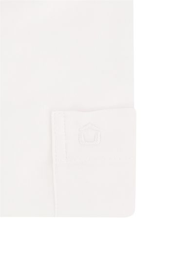 Ledub overhemd korte mouw Modern Fit normale fit wit effen katoen-stretch