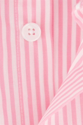 Ledub overhemd korte mouw roze gestreept