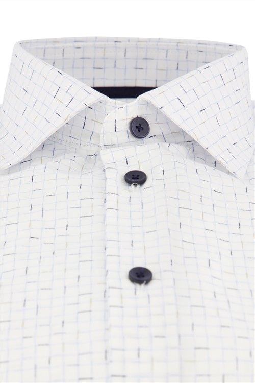 Ledub business overhemd Ledûb Modern Fit New normale fit wit geprint 100% katoen