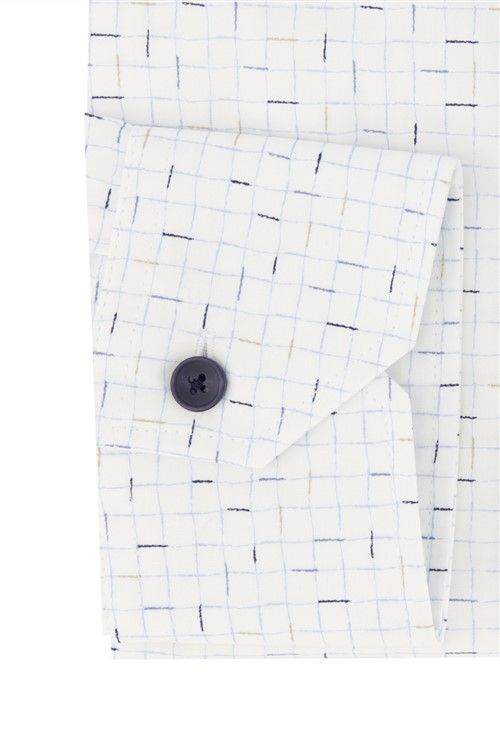 Ledub business overhemd Ledûb Modern Fit New normale fit wit geprint 100% katoen