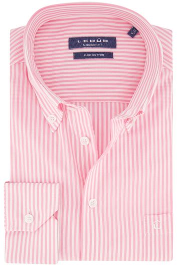 Ledub overhemd roze wit gestreept