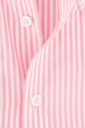 Ledub overhemd roze wit gestreept katoen