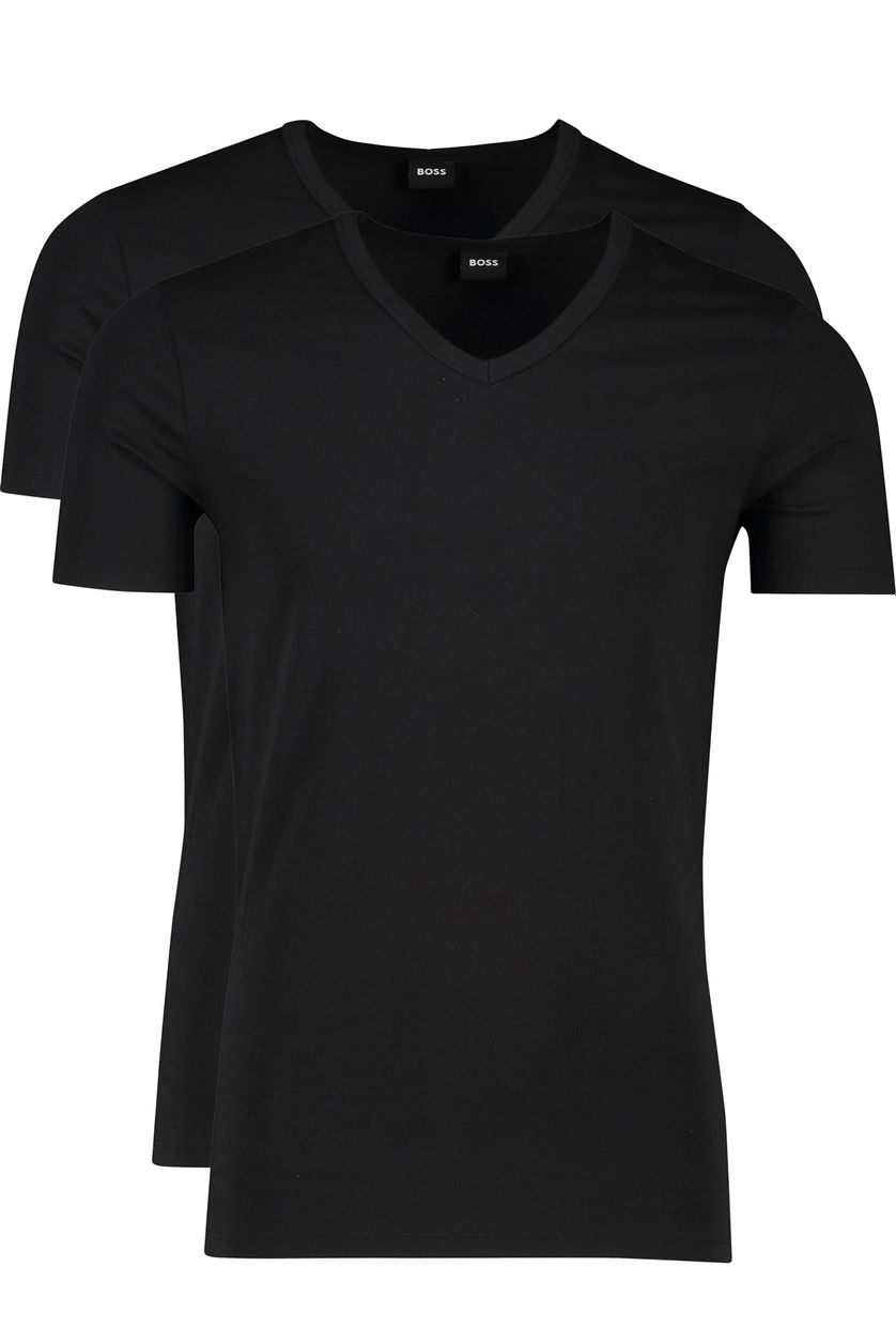 Hugo Boss t-shirt zwart katoen modern fit 2-pack v-hals
