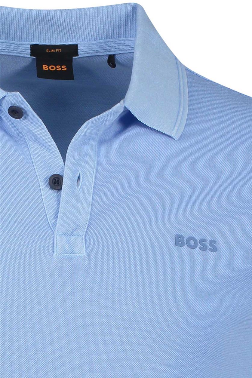 Hugo Boss polo 2 knoops slim fit lichtblauw effen katoen