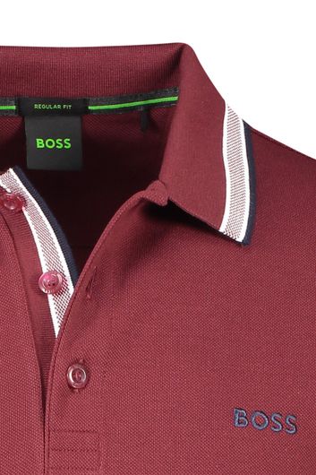 Hugo Boss polo Paddy normale fit rood effen katoen strepen detail