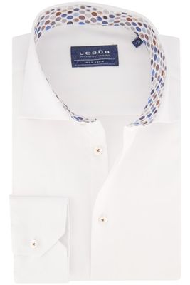 Ledub Ledub overhemd wit effen Modern Fit New normale fit katoen strijkvrij