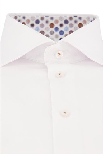 Ledub overhemd wit effen Modern Fit New normale fit katoen strijkvrij