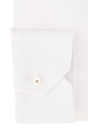 Ledub overhemd wit effen Modern Fit New normale fit katoen strijkvrij
