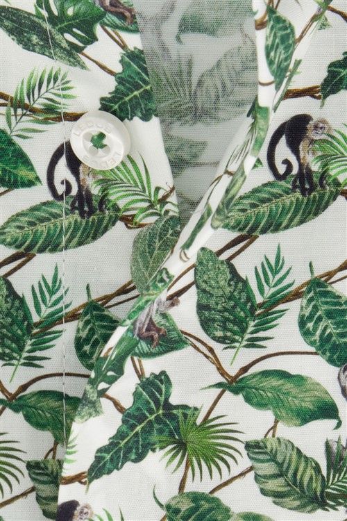 overhemd Ledub mouwlengte 7 Ledûb Modern Fit New normale fit groen geprint katoen