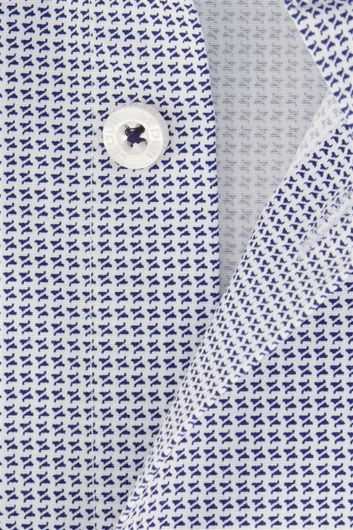 Ledub overhemd mouwlengte 7 Modern Fit New normale fit blauw geprint katoen wide spread boord