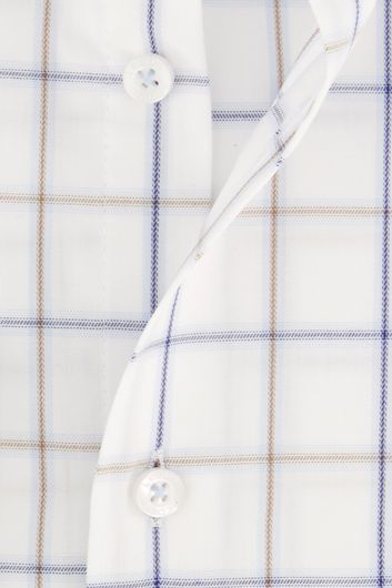 Ledub overhemd normale fit wit geruit katoen borstzak
