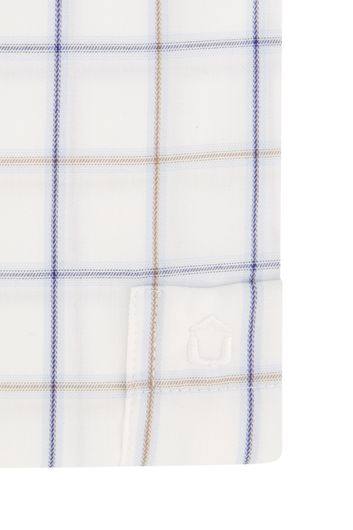 Ledub overhemd normale fit wit geruit katoen borstzak