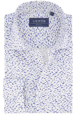 Ledub Ledub overhemd normale fit wit blauw geprint katoen