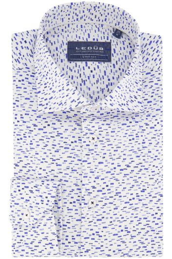Ledub overhemd normale fit wit blauw geprint katoen