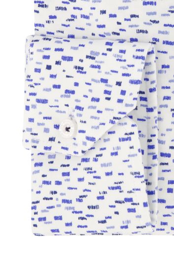 Ledub overhemd normale fit wit blauw geprint katoen