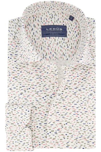 Ledub overhemd normale fit donkerblauw geprint wide spread boord