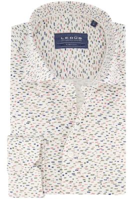 Ledub Ledub overhemd normale fit donkerblauw geprint wide spread boord