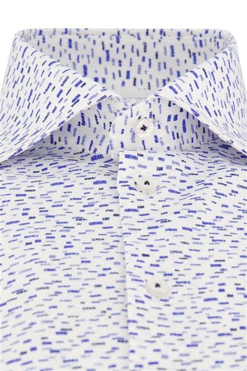Ledub overhemd mouwlengte 7 Modern Fit New normale fit blauw wit geprint katoen